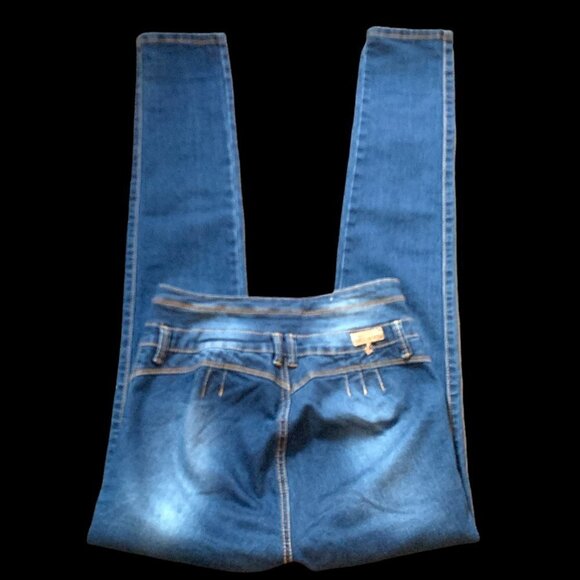 Mitzi Michel Sz 7 High Waisted 3-Button Stretch Skinny Jeans 9B - Picture 7 of 9